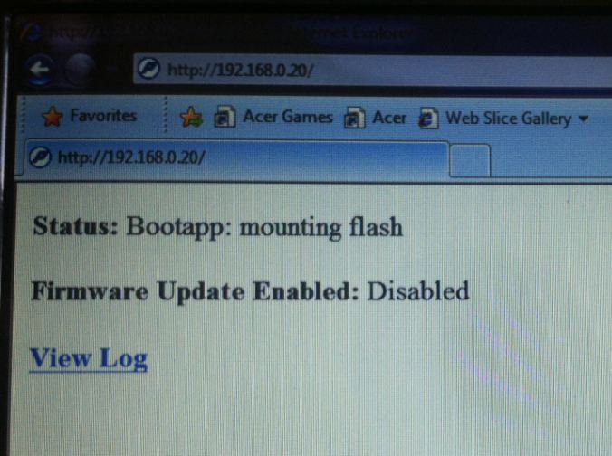 Sarix webpage displays message "Status: Bootapp: waiting for POST download"