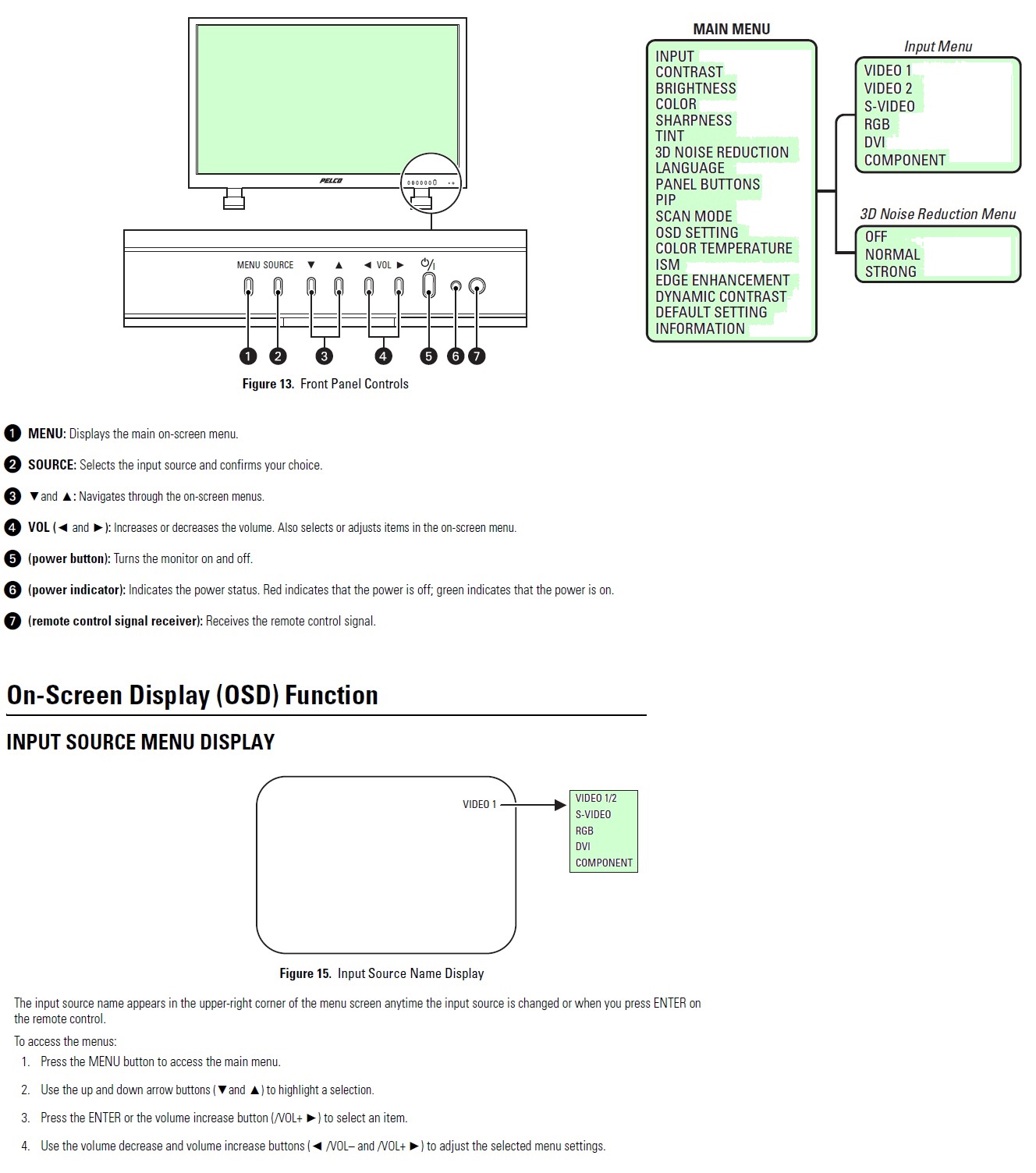 Configuring the 3D Noise reduction on the PMCL543F monitor?