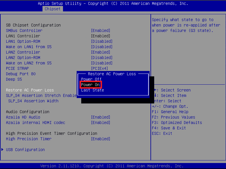 How do you enable Power On feature in the BIOS on a DSSRV / DSSRV2