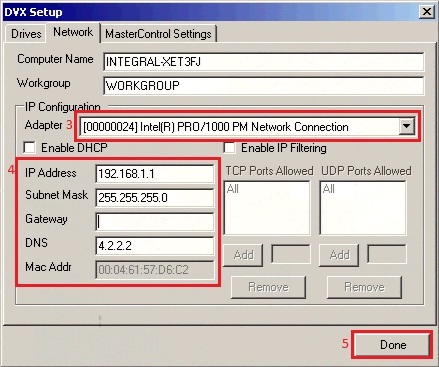 Change IP address on a DVXe MasterControl system.