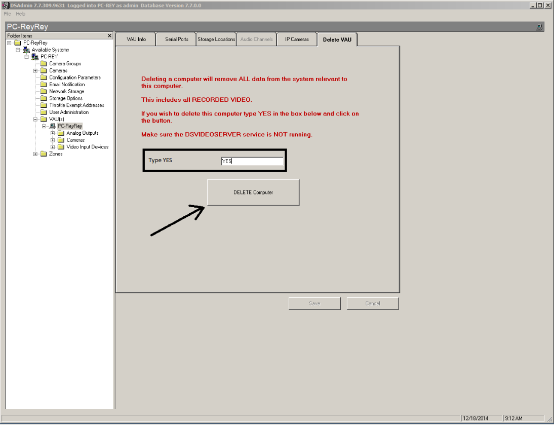 How to delete the VAU in DS Admin