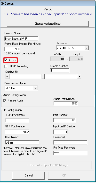 IP camera loses video after enabling Encoder.