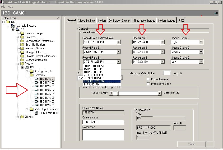 How do I adjust the Resolution, Frame Rate, or Quality of an Analog ...