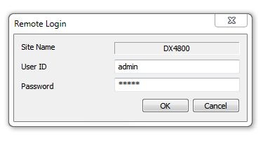 Login to remote sites using the DX Series Client software.