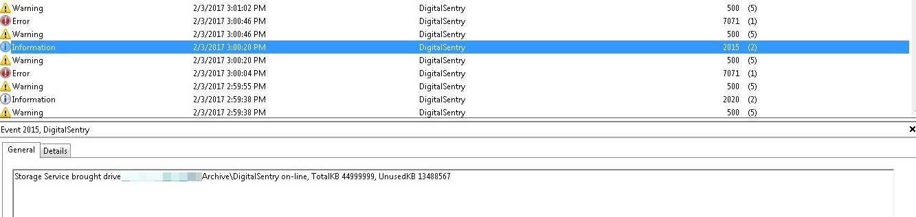 DigitalSENTRY DSAdmin unable to make Network Storage drives online.