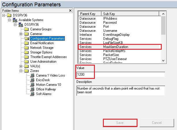 Digital Sentry: Email notification based on an event trigger (System ...