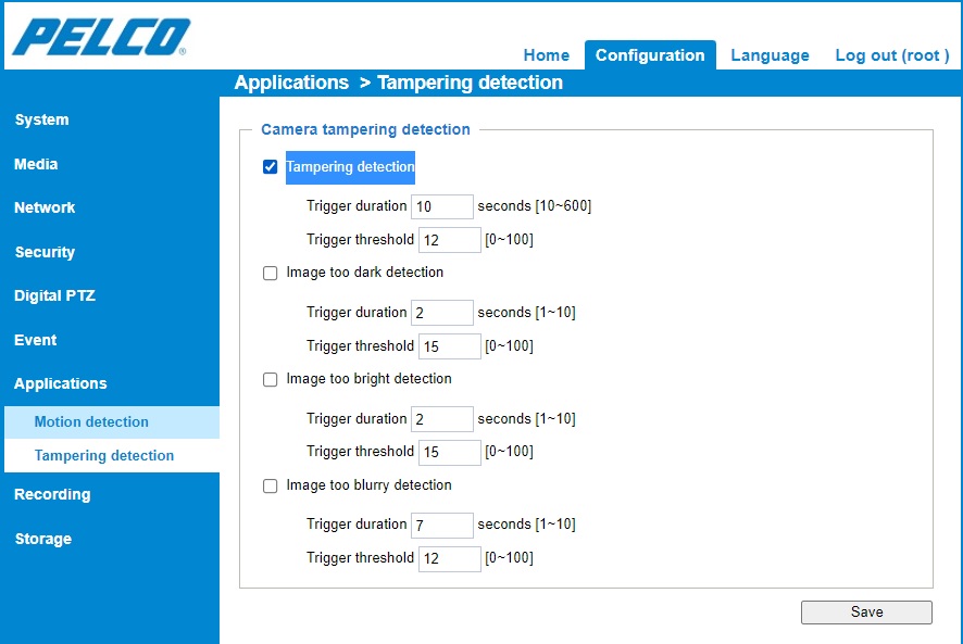 How to configure Tamper Detection on Sarix Value series camera.