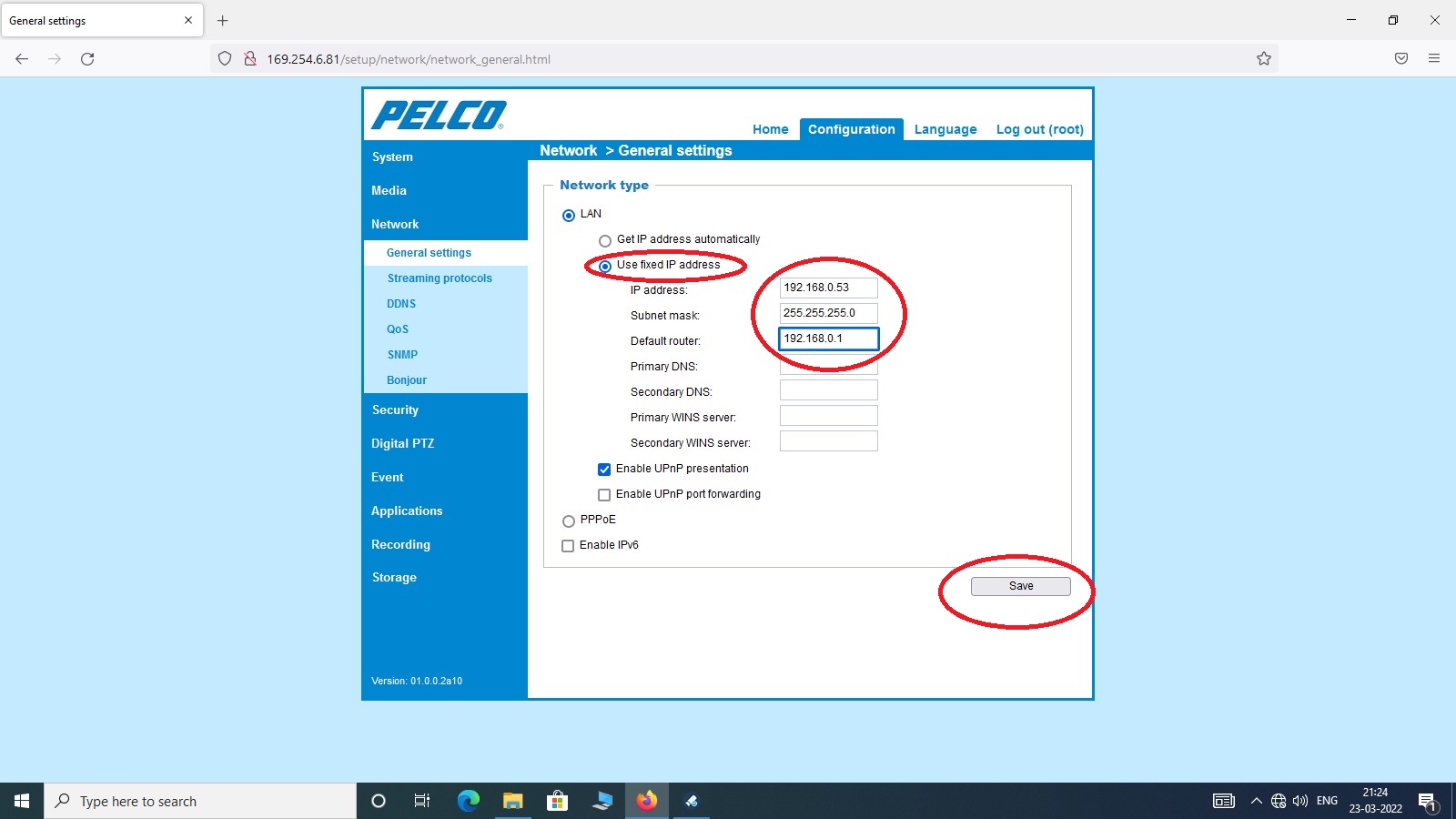 Pelco sarix cheap default ip