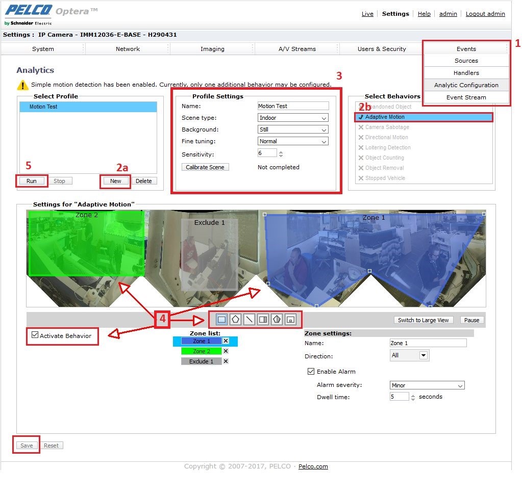 VideoXpert: Configure Optera Motion Recording