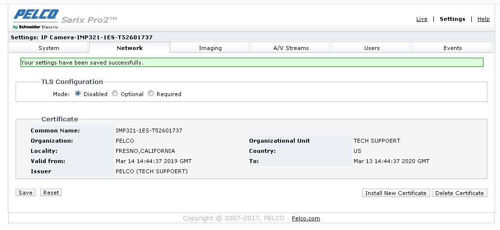 Pelco sarix default sales ip