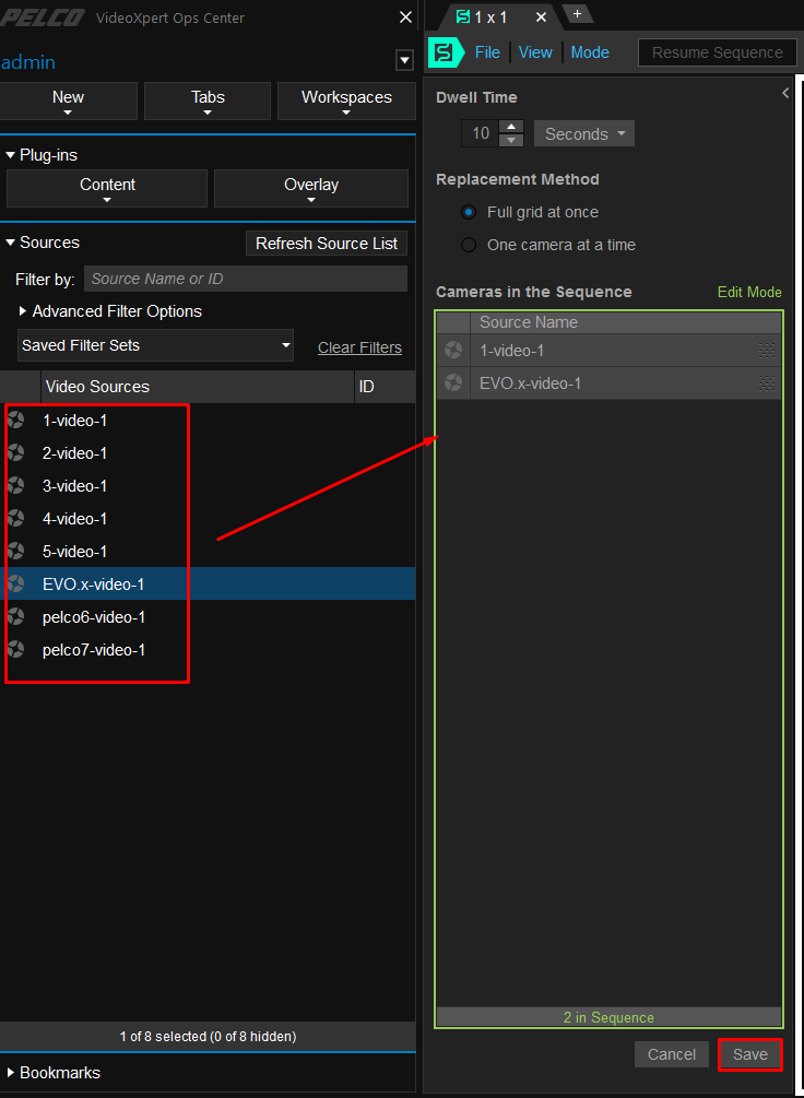 VideoXpert: How to create a sequence