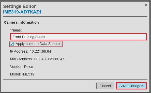 VideoXpert How to Rename Cameras Streams and Data Sources