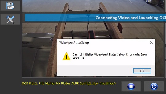 VideoXpert Plates Setup error 