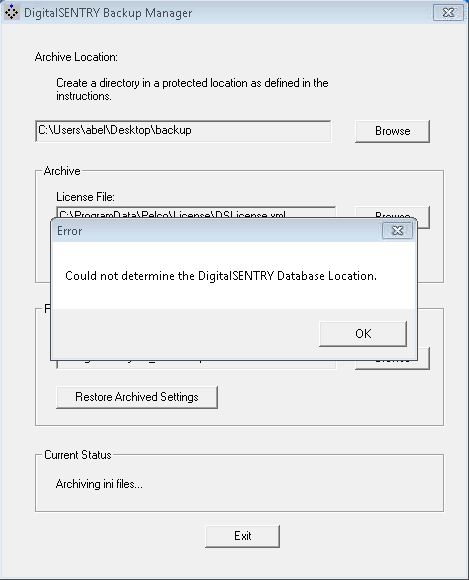 DS Backup v7.2.30 fails to Archive or Restore a settings backup.