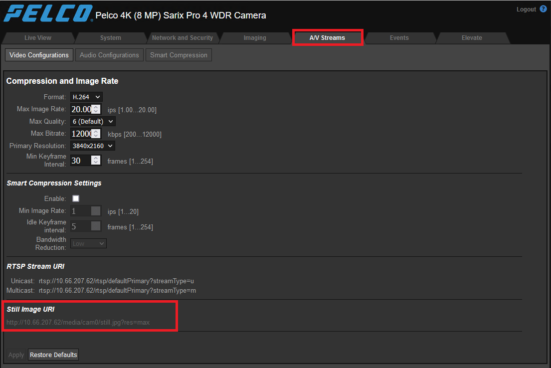 What is the Syntax for the JPEG Stream on Sarix Pro 4