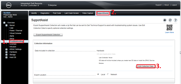 Dell Gathering Log Files (TSR) from iDRAC