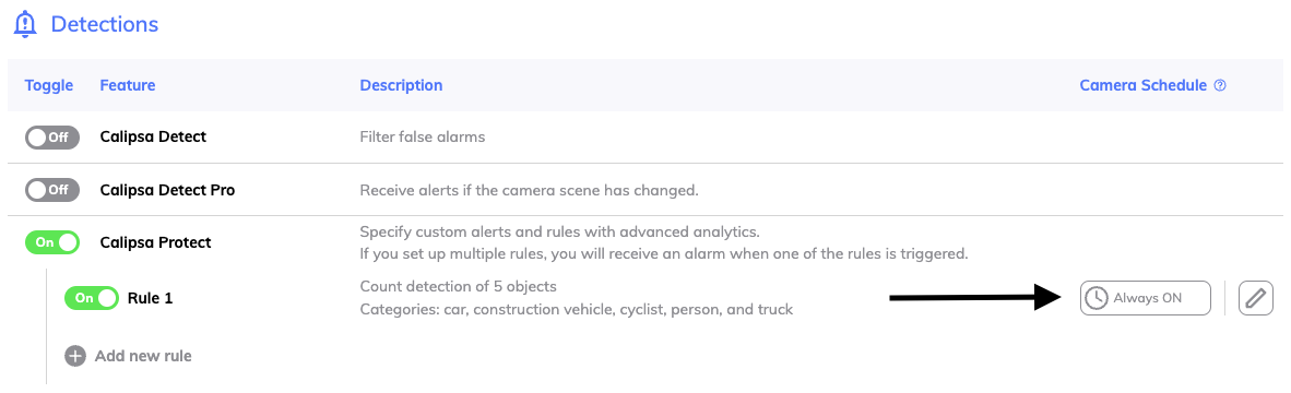 How Do I Apply Schedules To Cameras With Calipsa Protect Enabled?