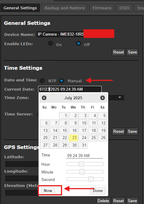 Camera Unable to Synchronize Date and Time