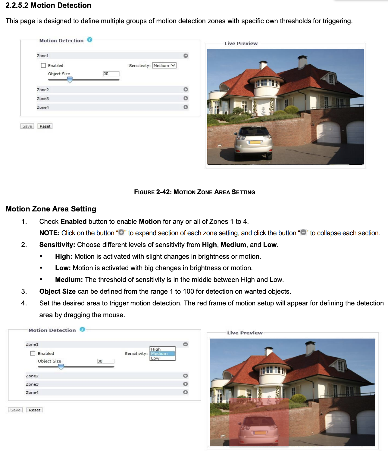 Sarix Pro 3; Motion Detection Details